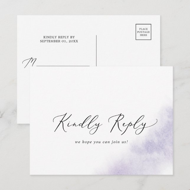 Vattenfärg Tvättar | Postkort för Lila Sång OSA Inbjudan Vykort (Fram/baksida)