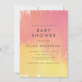 Vattenfärg Tvättar Rosa Girls Baby Shower Inbjudan