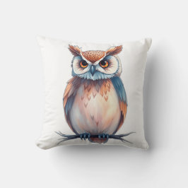 Vattenfärg Uggla med Starry Inslag Kudde