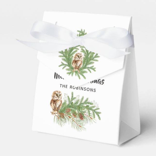 Vattenfärg Uggle Jul Presentaskar (Framsidan Sidan)