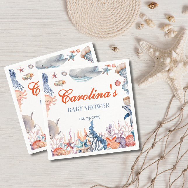 Vattenfärg under havets babydusch pappersservett (Skapare uppladdad)