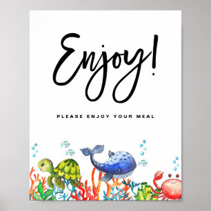 Vattenfärg under Havets födelsedag njut av måltid Poster