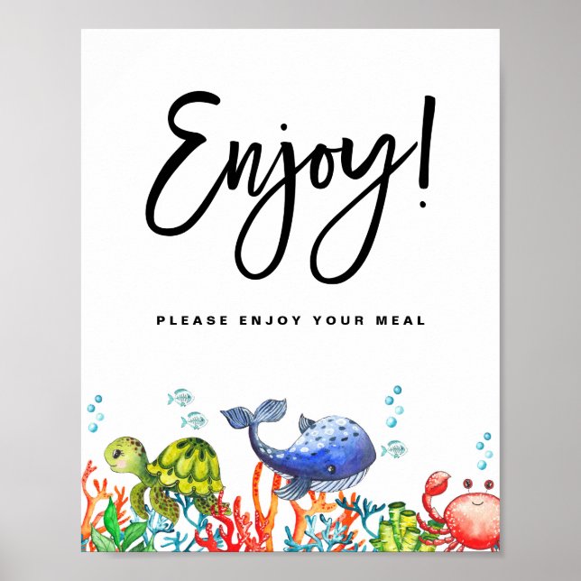Vattenfärg under Havets födelsedag njut av måltid Poster (Framsidan)