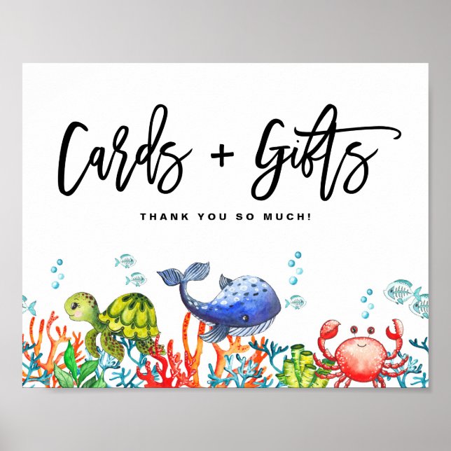 Vattenfärg under havskort och gåvor från födelseda poster (Framsidan)