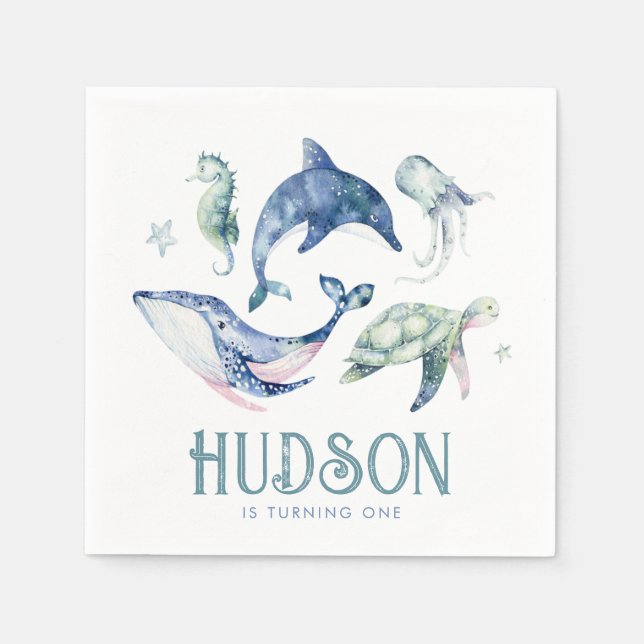 Vattenfärg under Pappra havets blöjor Pappersservett (Framsidan)