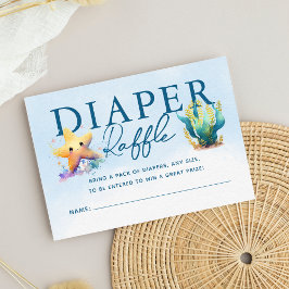 Vattenfärg under Sea Baby Shower Diaper Raffle Tilläggskort