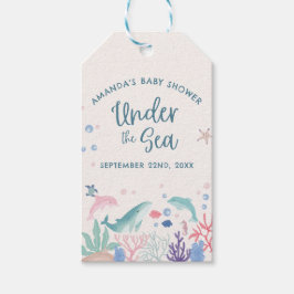 Vattenfärg under Sea Baby Shower Presentetikett
