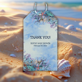 Vattenfärg under Sea  Baby Shower Presentetikett