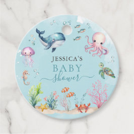 Vattenfärg under Sea Baby Shower-Tacken Gåvor Etiketter