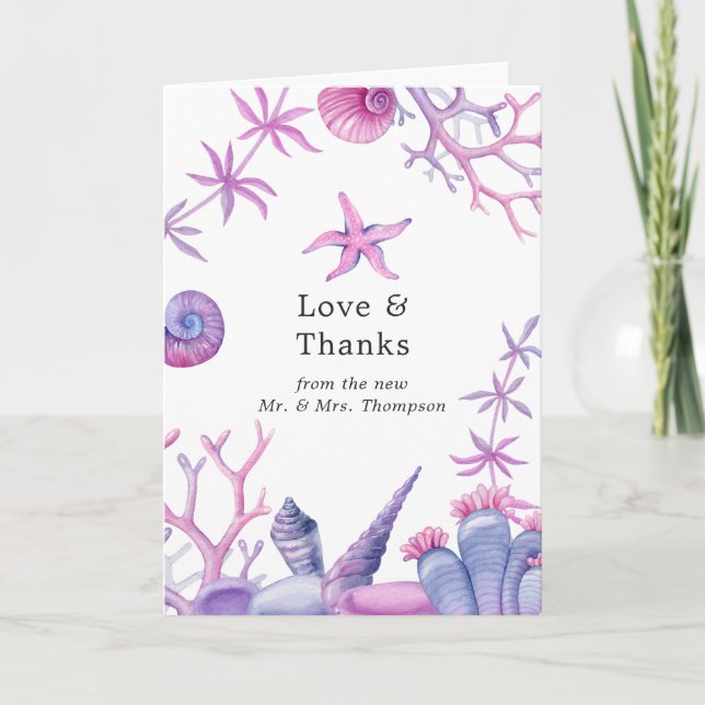 Vattenfärg under Sea Bröllop Foto Tack Kort (Framsida)