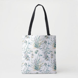 Vattenfärg under Sea Jellyfish Coral Reef Tote Tygkasse