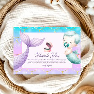 Vattenfärg under Sea Little Pearl Baby Shower Tack Kort
