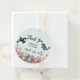 Vattenfärg under Sea Tack Baby Shower Gåvor Etiketter