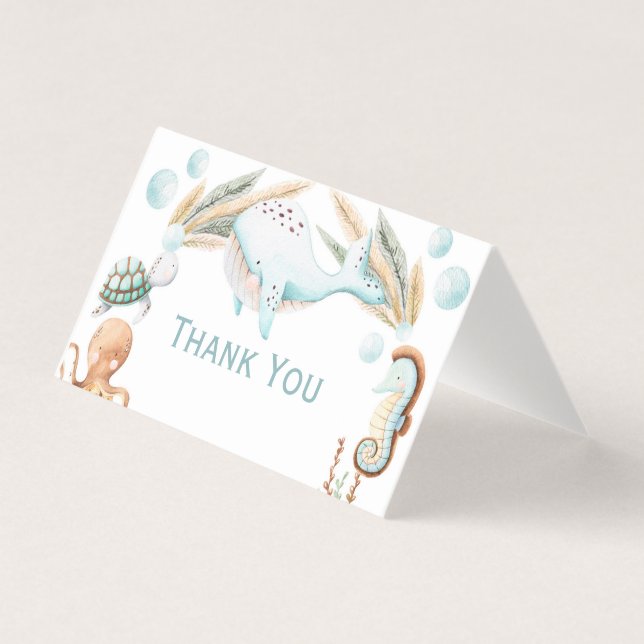 Vattenfärg under Tacken Havets Födelsedagsfest Kort (Framsida)