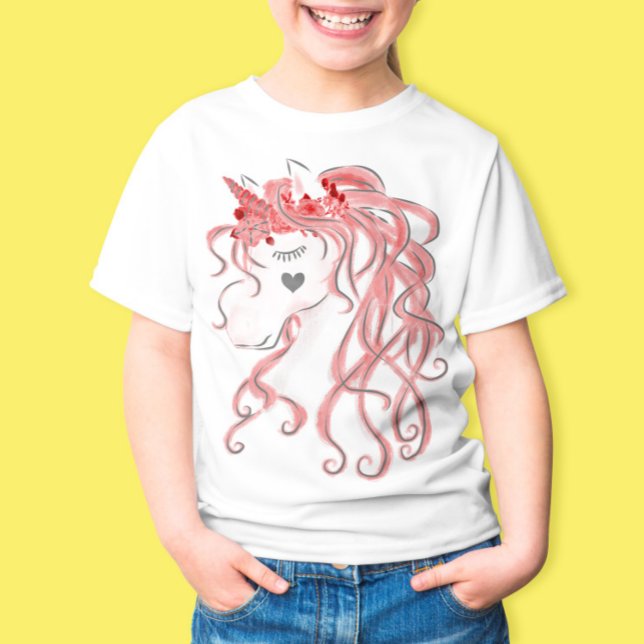 Vattenfärg Unicorn Art T-Shirt (Skapare uppladdad)
