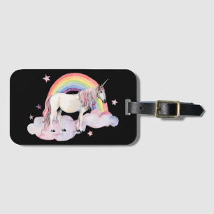 Vattenfärg Unicorn och Rainbow Bagagebricka
