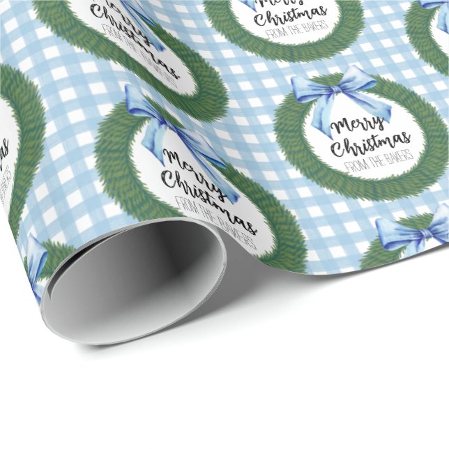 Vattenfärg Utandning med blått blått blad jul Presentpapper (Rullad Hörn)