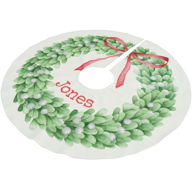 Vattenfärg Utandning Monogram Namn jul Julgransmatta Borstad Polyester (Vinklad)