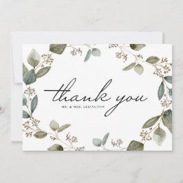 Vattenfärg Utsäde Eucalyptus Utandning Bröllop Tack Kort