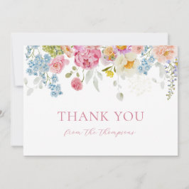 Vattenfärg Vackra Vilda Blommor Baby Pojke Förloss Tack Kort