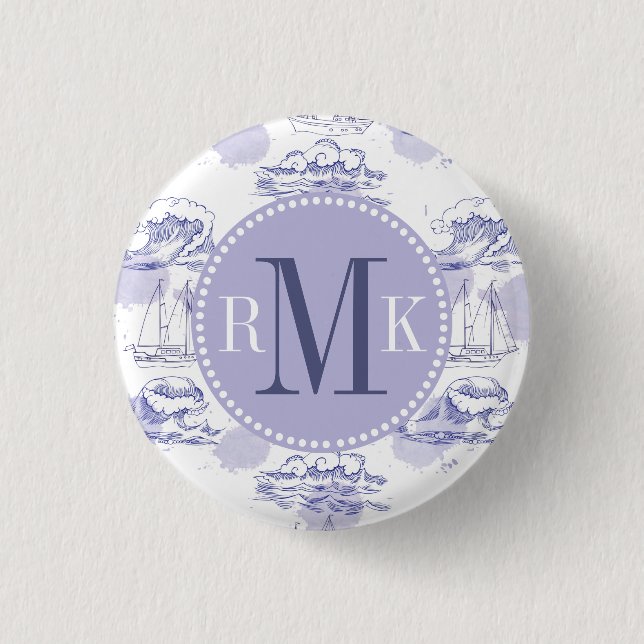 Vattenfärg Vågar och Fraktas Mönster Knapp (Framsida)