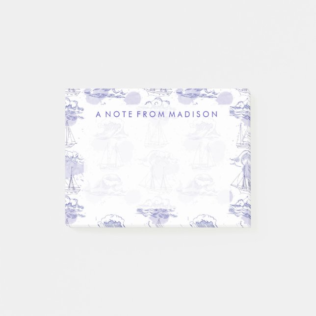 Vattenfärg Vågar och Fraktas Mönster Post-it Block (Framsida)