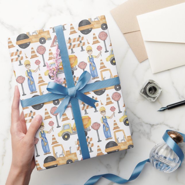 Vattenfärg Vägarbeten Tema Presentpapper (Gifting)