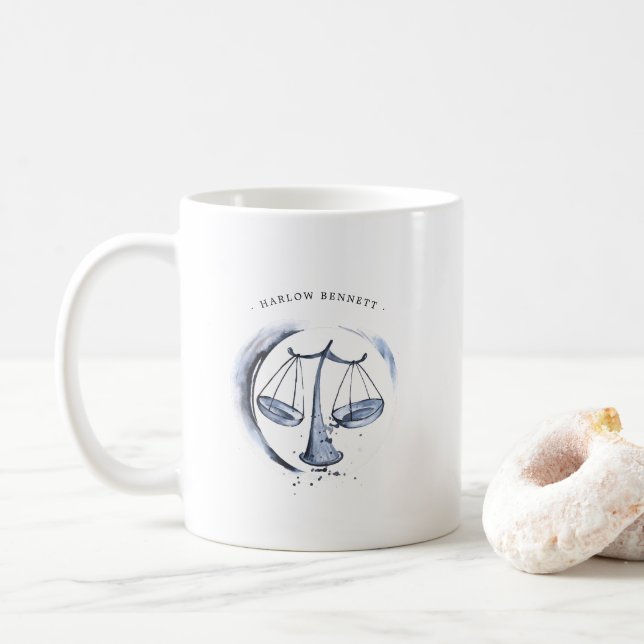 Vattenfärg Vågen Astrologi Stjärntecken | Monogram Kaffemugg (Med munk)