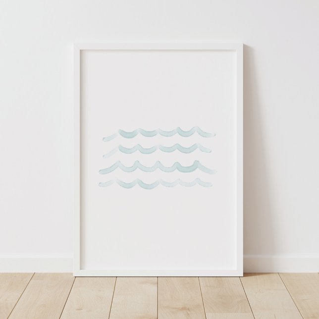 Vattenfärg Vågor Strand Barnkammardekor Poster (Skapare uppladdad)
