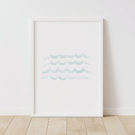 Vattenfärg Vågor Strand Barnkammardesign Poster