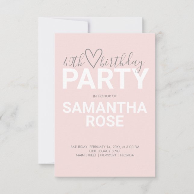 Vattenfärg Valentine 40:e födelsedagen Party (Framsida)