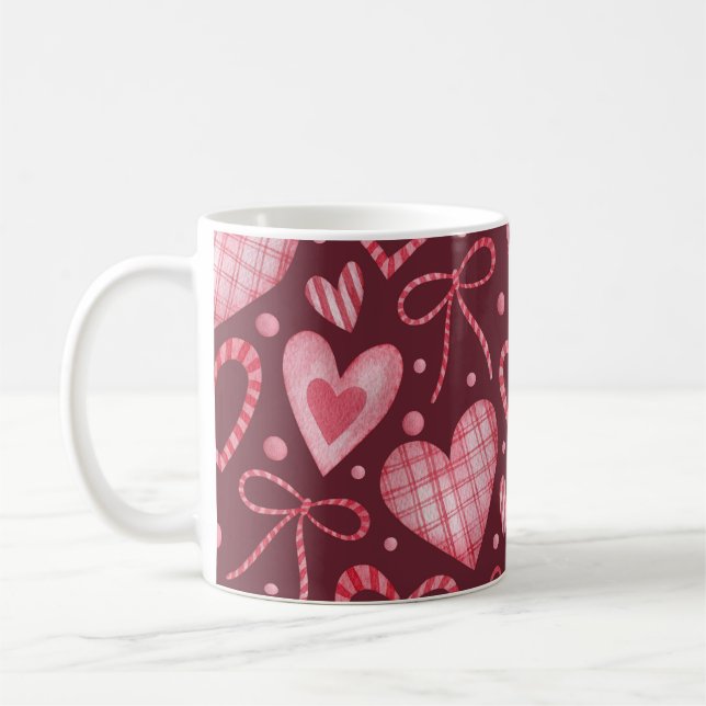 Vattenfärg Valentine: Burgundy Rosa Kaffemugg (Vänster)