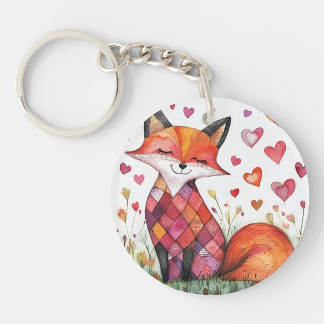 Vattenfärg Valentine-rävkort (Framsidan)