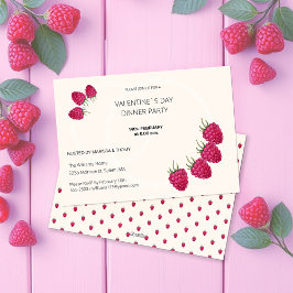 Vattenfärg Valentine`s Day Middag Raspberry Julkort
