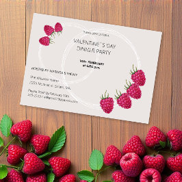 Vattenfärg Valentine`s Day Middag Raspberry Julkort