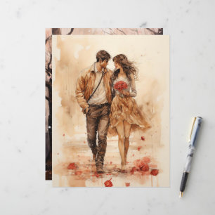 Vattenfärg Valentines Walk Papper Craft Cardstock