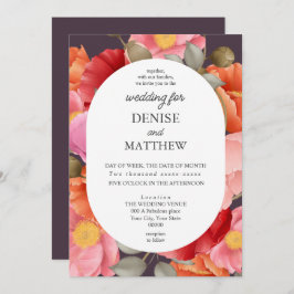 Vattenfärg Vallmo på Midnatt Plommon Inbjudningar