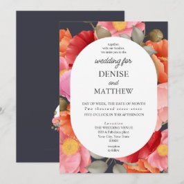 Vattenfärg Vallmo på solig Natt Grå Inbjudningar