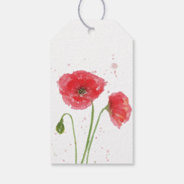 Vattenfärg Vallmo Presentetikett