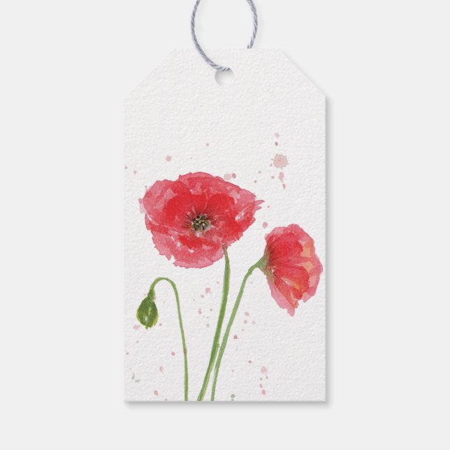 Vattenfärg Vallmo Presentetikett (Baksidan)