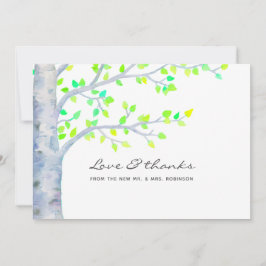 Vattenfärg Vår Björkträd Bröllop Tack Kort