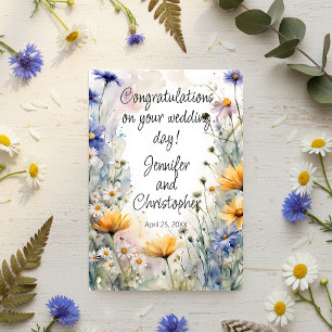 Vattenfärg vår blommande bröllopskongratulationer kort