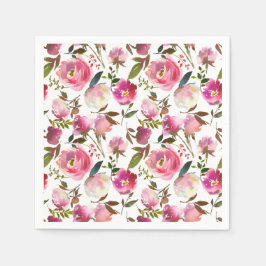 Vattenfärg Vår Blommönster Pappersservett