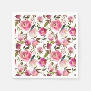 Vattenfärg Vår Blommönster Pappersservett