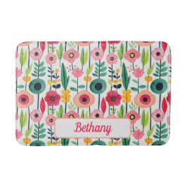Vattenfärg Vår blommor med Namn Elegant Badrumsmatta