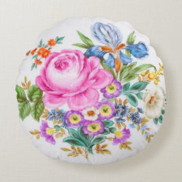 Vattenfärg Vår blommor Rund Kudde