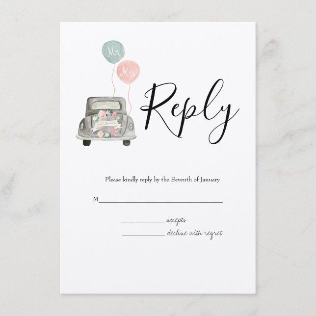 Vattenfärg Vår Botaniskt OSA Bröllop Tilläggskort (Framsida)