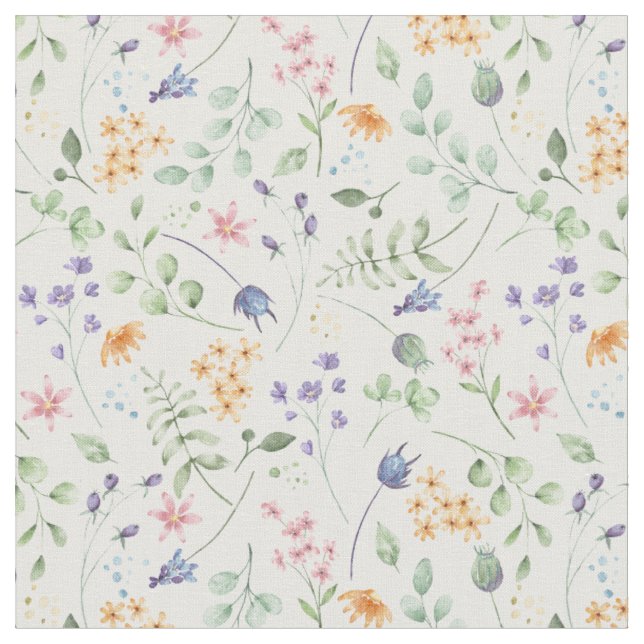 Vattenfärg Vår Flower Mönster Tyg (Närbild)
