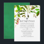 Vattenfärg Vår Grönska Bat Mitzvah Inbjudningar<br><div class="desc">Trendiga gröna och vita vårfärger bat mitzvah-inbjudningar kan anpassas till ditt evenemang.</div>