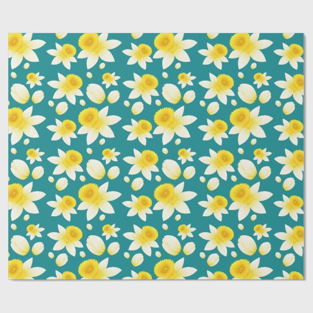 Vattenfärg Vår Gul Narcissblommor   Presentpapper (Platt)